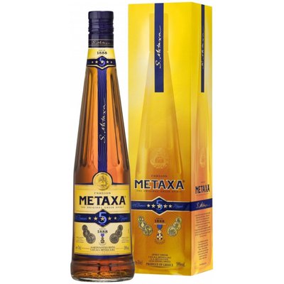 Бренді Metaxa 5* 38% 0,7л. подарункова упаковка 1079642 фото